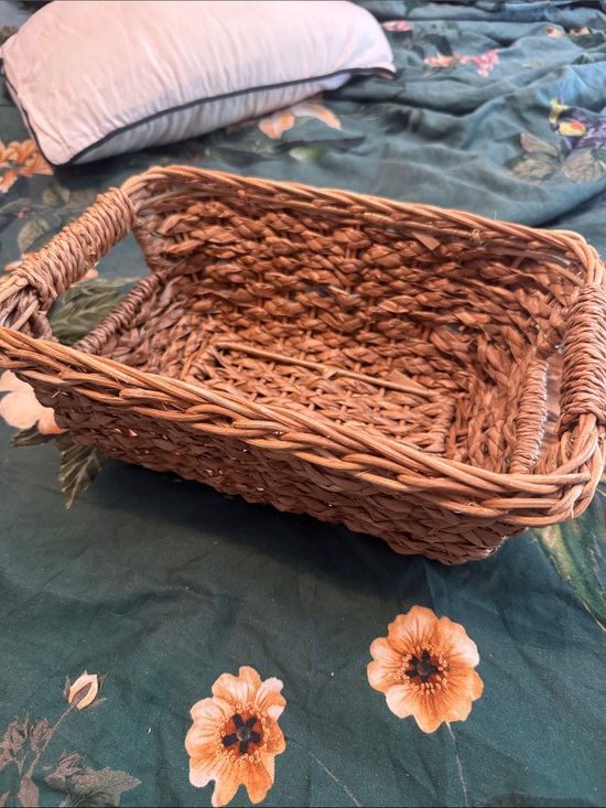 Other - Natural Woven Rectangular Storage Basket - Brown 12x7.5x4